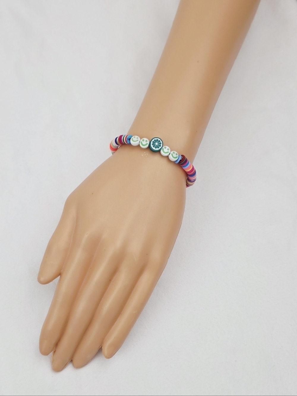 Handmade Clay Bead Multi Color Smiley Face Fruit Bracelet